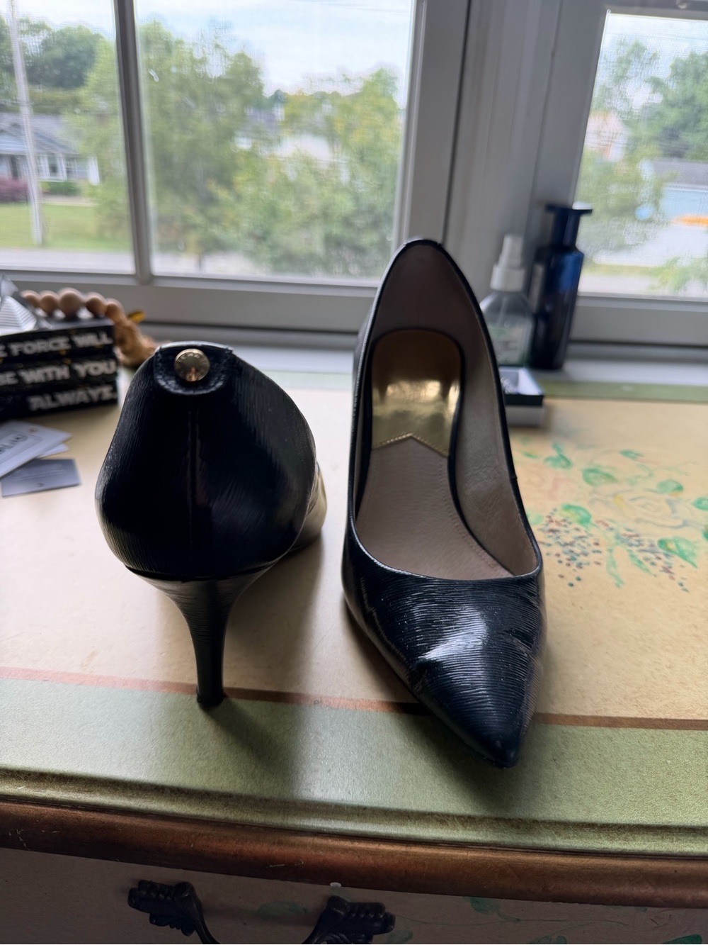 Michael Kors Black Pointed-Toe Leather Stiletto Pumps